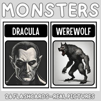 Monsters Real Flash cards [Printable Flashcards] by Thammarrat Tritara