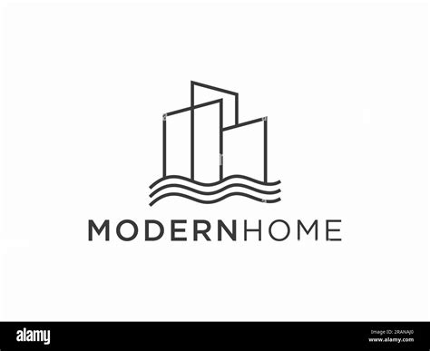 Simple modern building architecture logo design with line art skyscraper graphic Stock Vector ...