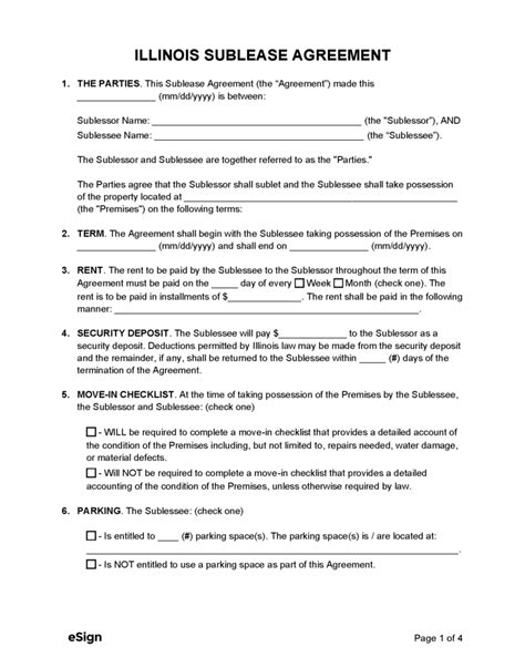 Free Illinois Sublease Agreement Template | PDF | Word