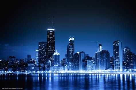 Free download wallpaper Chicago blue night city lights free desktop ...