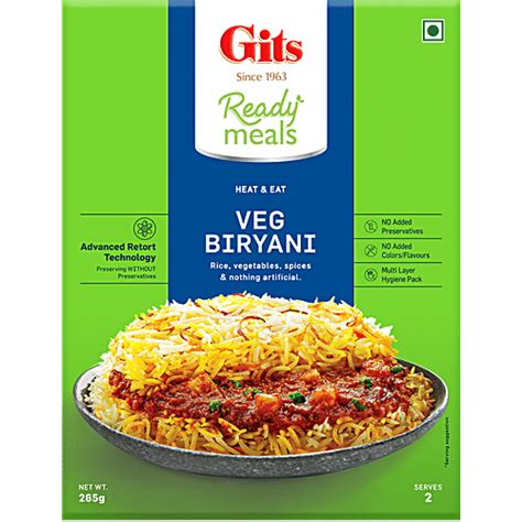 Buy Gits Ready Meals Veg Biryani 265 Gm Carton Online at the Best Price - bigbasket