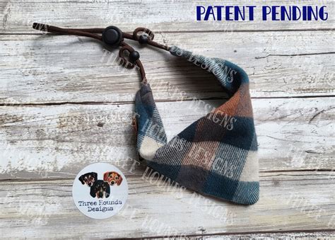 Adjustable Dog Bandana Personalized, Navy and Tan Flannel - Etsy