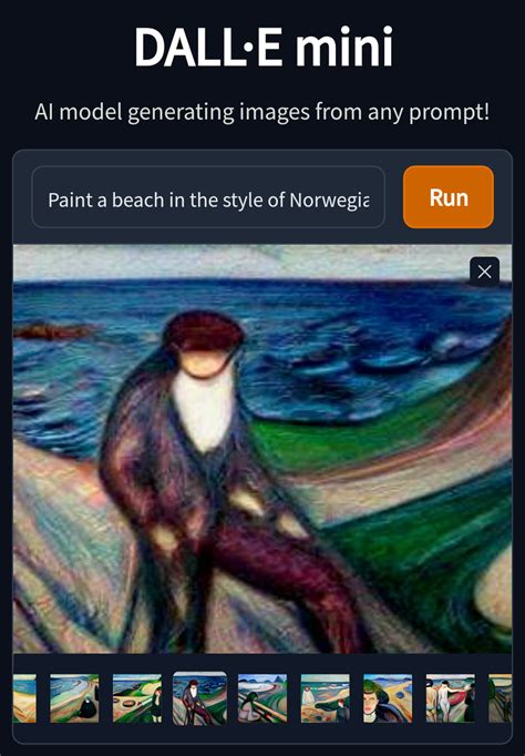 dalle-mini/dalle-mini · The Beach in the style of Edvard Munch