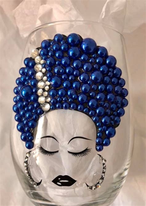 Bling Afrocentric wine glass “Stephanie “ | Diy mug designs, Wine glass crafts, Fancy wine glasses