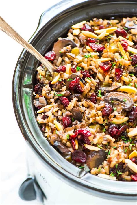 Wild Rice Stuffing With Cranberries Crockpot Wellplated Com ...