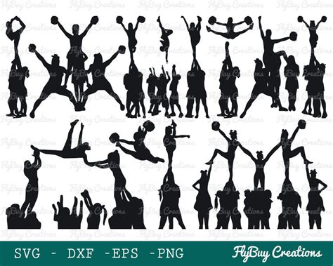 Cheerleading Clipart Black And White Stunts Cheerleading