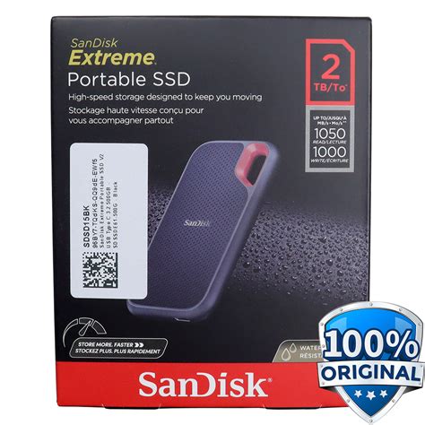 SanDisk Extreme Portable SSD V2 USB Type C 3.2 2TB - SDSSDE61-2T00 - Black - JakartaNotebook.com