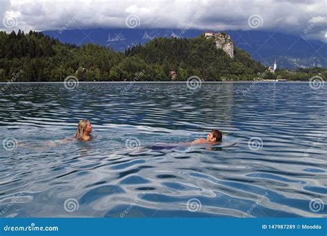 Lake Bled editorial stock image. Image of landmark, swimmers - 147987289