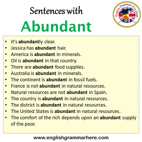 Sentences with Abundant, Abundant in a Sentence in English, Sentences For Abundant - English ...