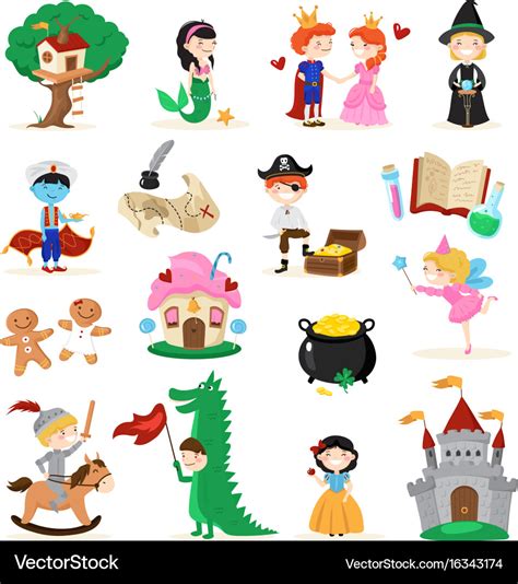 Fairytale characters cartoon set Royalty Free Vector Image