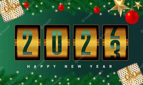 Premium Vector | Happy new year clock timer with christmas vector design