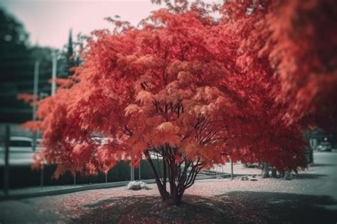 Premium AI Image | A tree with red leaves in the fall