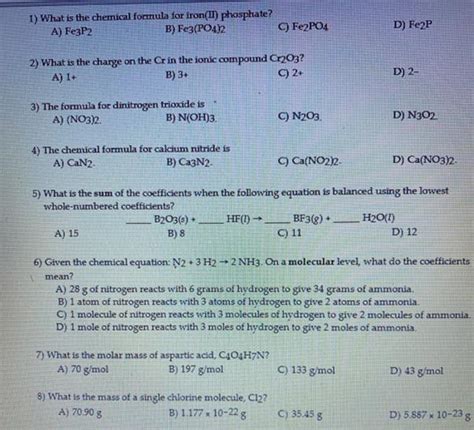 (Solved) - What is the chemical formula for iron(II) phosphate? A) Fe3P2 B)... (1 Answer ...