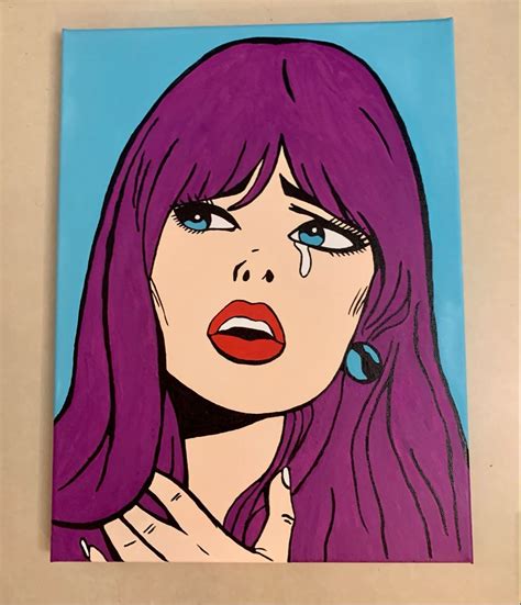 hand painted acrylic with gloss finish #myreddotpaintings Pop Art Girl Crying, Acrylic Painting ...