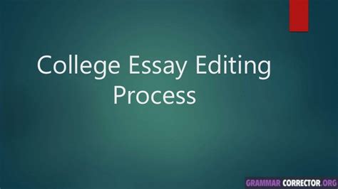 College Essay Editing Process