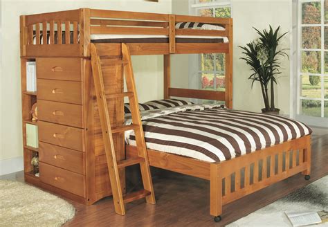 Discovery World Furniture Twin over Full Honey Loft Bunk Beds | Kids ...