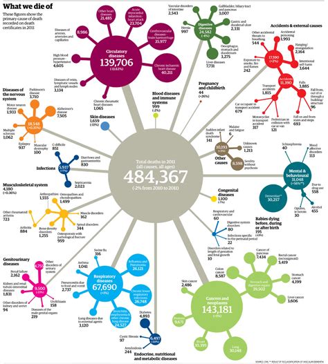 What do people die of? Mortality rates and data for every cause of death in 2011 visualised ...