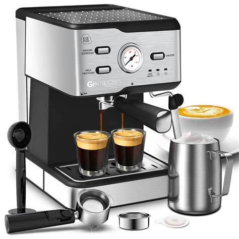 Geek Chef 20 Bar Espresso Machine, Pump Pressure Cappuccino latte Coffee Maker with ESE POD ...