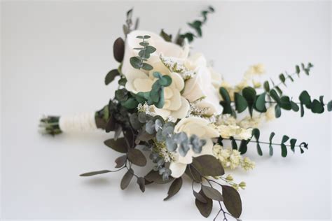 Greenery + White Felt Bridal Bouquet