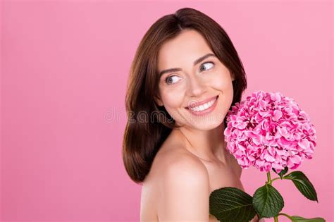 Photo of Attractive Charming Girl Hold Fresh Phloxes Flower Advertising Organic Perfumery ...