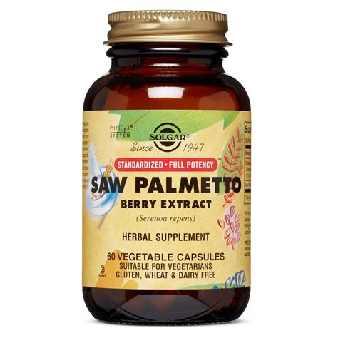 Solgar Saw Palmetto Berry Extract 60 Vegetable Capsules - Walmart.com - Walmart.com