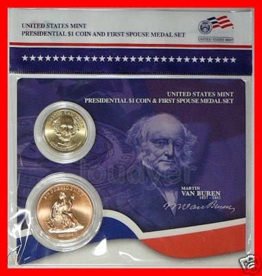 2008 Martin Van Buren $1 Coin & First Spouse Medal Set | #59322396