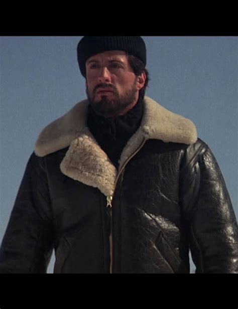 Rocky IV Aviator Jacket | Sylvester Stallone Shearling Leather Jacket