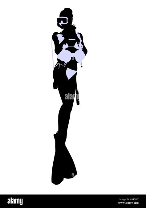 Female Scuba Diver Illustration Silhouette Stock Photo - Alamy