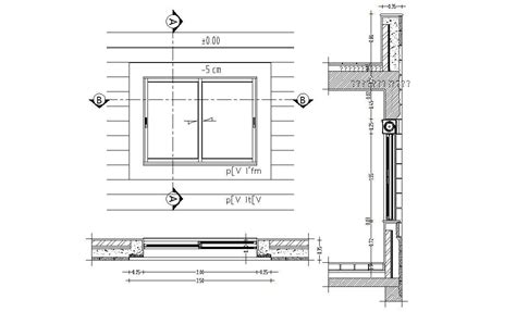 Sliding Window Elevation plan section AutoCAD Design - Cadbull