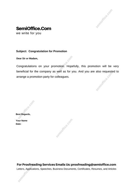 Congratulation Letter for Promotion | SemiOffice.Com