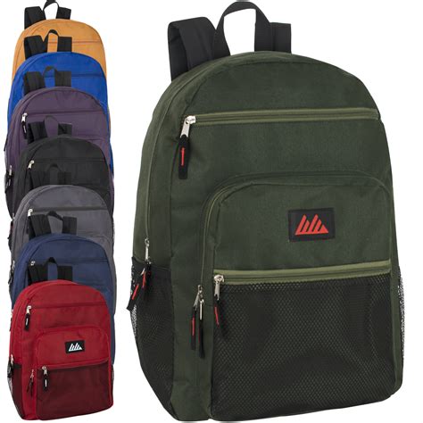 Wholesale 18.5" Classic Backpacks - 8 Colors, 5 Pockets - DollarDays