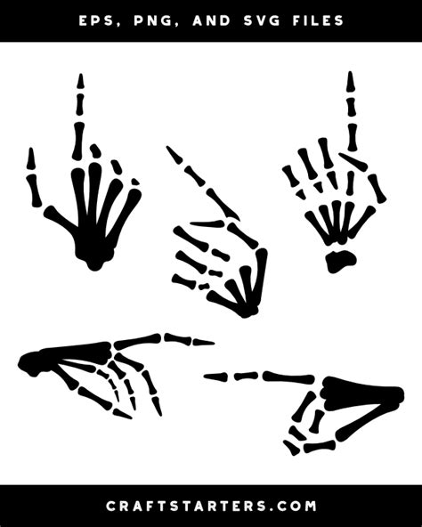 Pointing Skeleton Hand Silhouette Clip Art