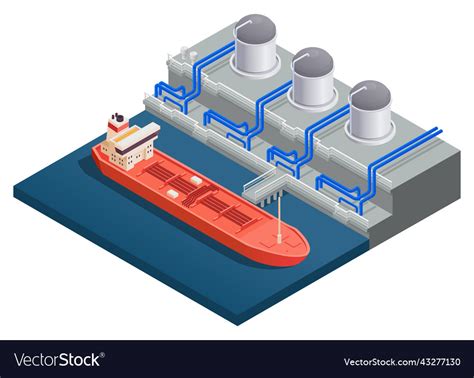 Lng terminal isometric composition Royalty Free Vector Image