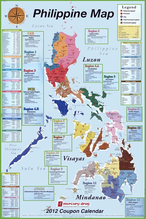 Map of the provinces and regions of the Philippines, 2012 | Regions of the philippines ...