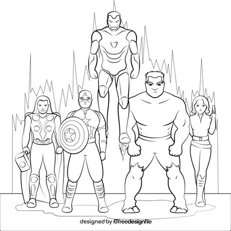 Avengers black and white vector free download