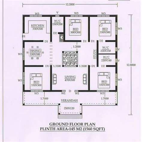 1560 Sq Ft 4BHK Traditional Nalukettu Style Single Floor House and Plan (2) - Home Pictures