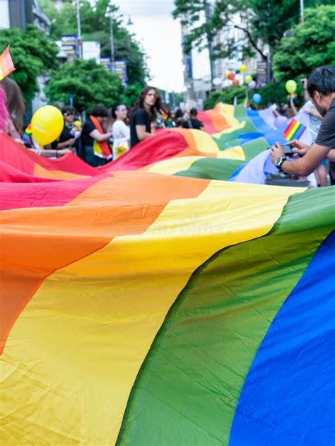 LGBTQ Rainbow Flag at Pride Parade Rally in Bucharest Editorial ...