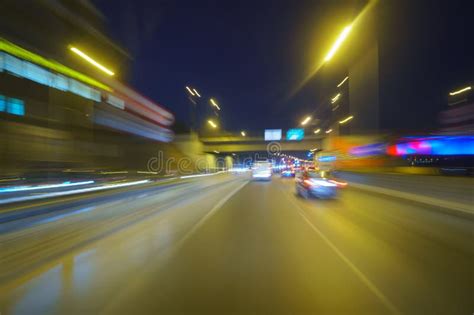 Driving through the City at Night Stock Image - Image of scene ...