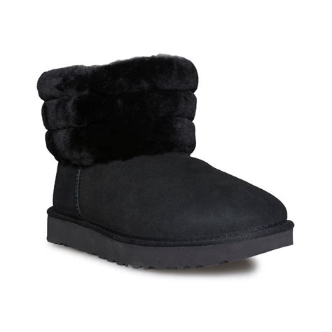 UGG Fluff Mini Quilted Black Boots - Women's – MyCozyBoots