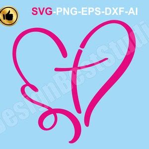 Cross SVG Heart Svg, Cross Svg Silhouette Files,crosses Vector Png, Dxf ...