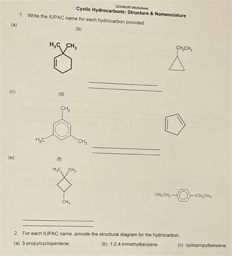 Solved Cyclic Hydrocarbons: Structure & Nomenclature 1. Draw | Chegg.com