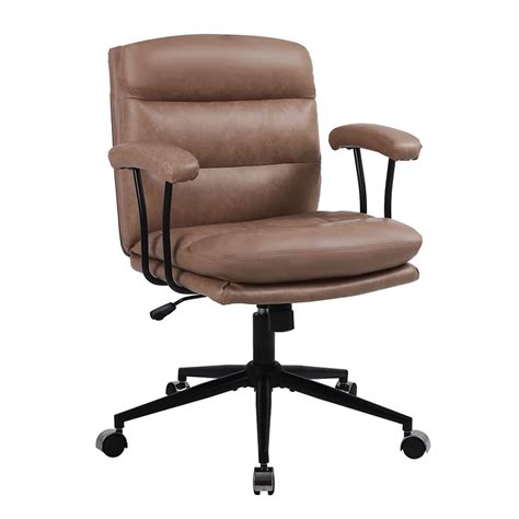 China Mid Back Executive Office Chair Ergonomic Leather Desk Chair for Home Swivel Chair ...