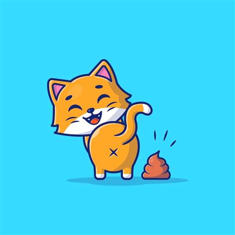 Ilustración de icono de dibujos animados de caca de gato lindo. concepto de icono animal aislado ...