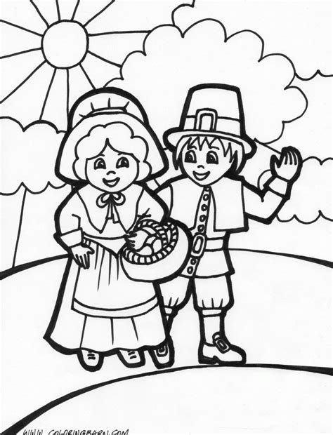 Carton Color: Thanksgiving Pilgrim Coloring Pages