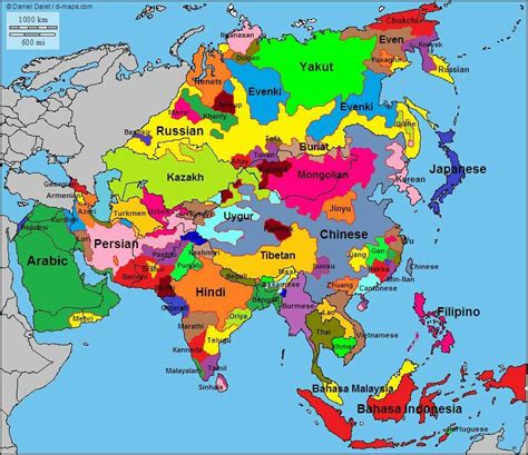 Laguages im Asia | Language map, Geography map, Asia map