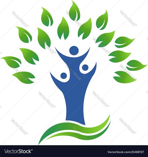 Green tree people environment organic logo Vector Image