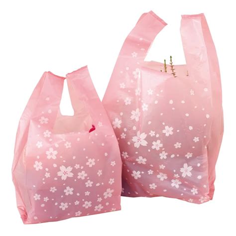 Pink cherry Shopping Bag,Vest Bag,Gifts plastic bag with handle for carry bag Cookies Wrappers ...