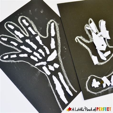 Skeleton Bones Ripped Paper Craft for Kids