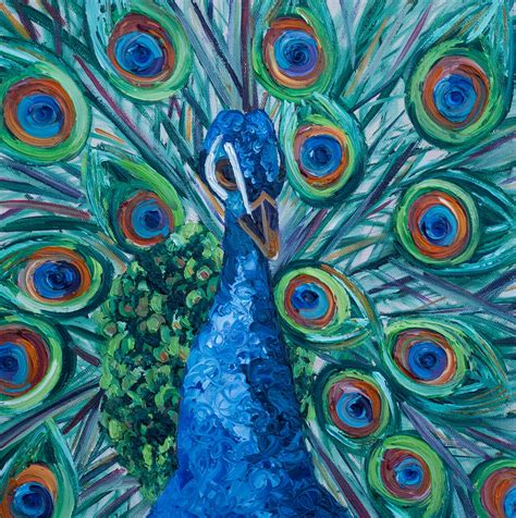 Simple Peacock Painting On Canvas