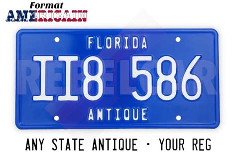 ANTIQUE BLUE STATE US USA License Plate Number Plate Embossed Custom